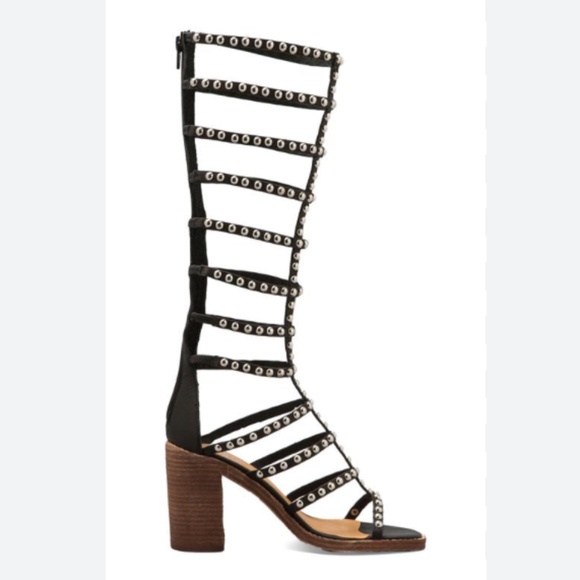 NEW Lacage-St Black Silver studded gladiator high Jeffrey Campbell gladiator 10 - Picture 3 of 17